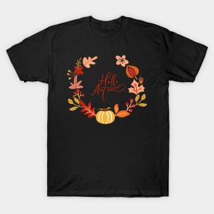 Hello Autumn Simple Pumpkin Design T-Shirt